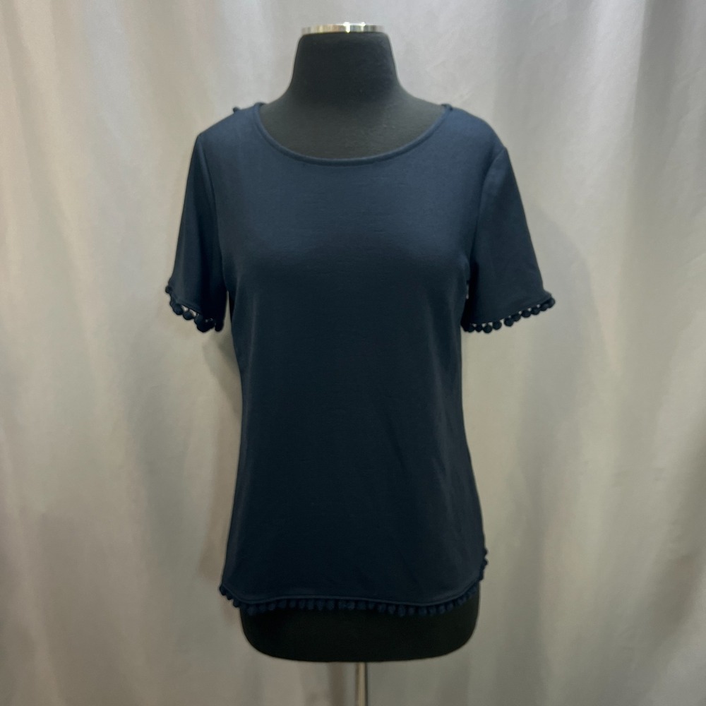 Banana Republic Blouse Top Womens Small Navy Lace Trim Lightweight Casual Wear